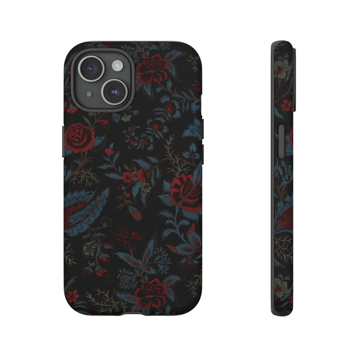 Floral Noir Tough Phone Case — Dark Rose Protective Cover