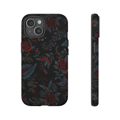 Floral Noir Tough Phone Case — Dark Rose Protective Cover