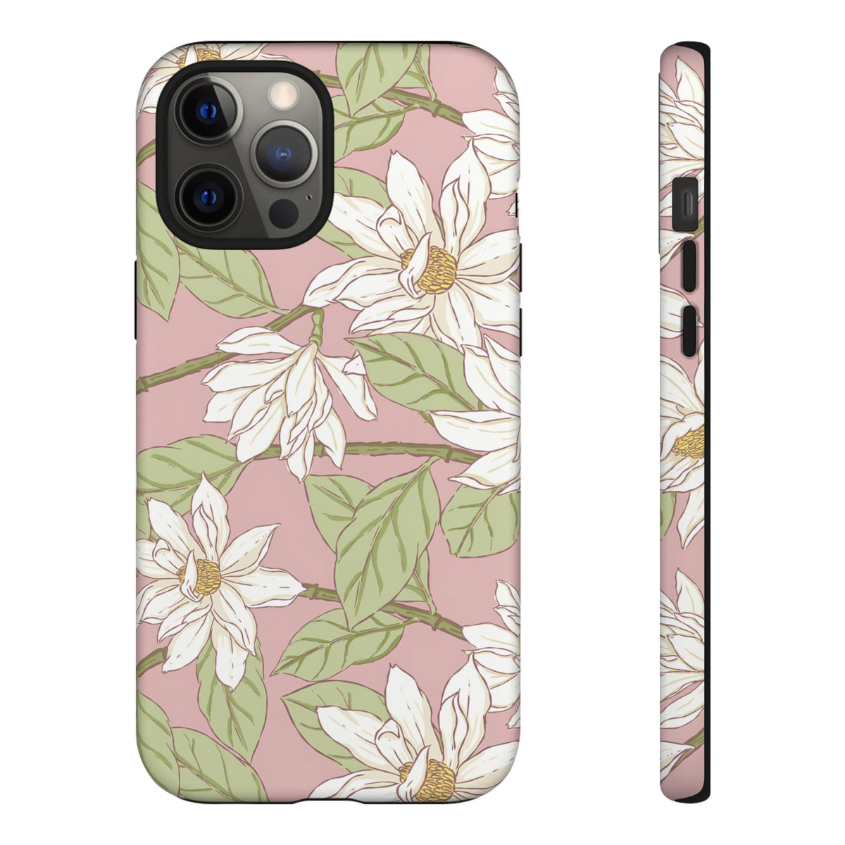 Floral Magnolia Tough Phone Case — Pink Botanical Protective Case
