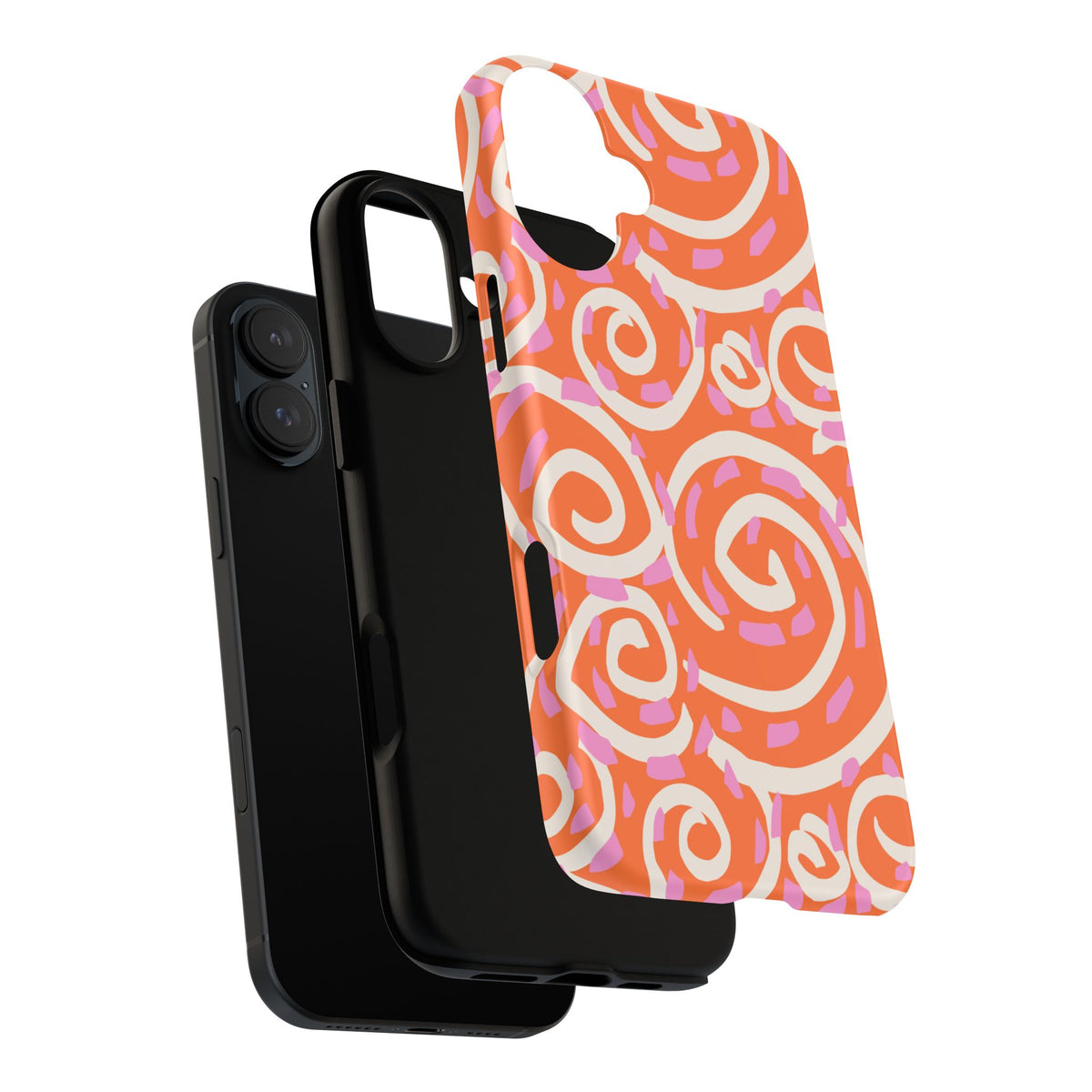 Spiral Swirl Tough Phone Case – Bright Orange & Pink Abstract Protection