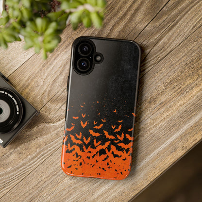 Halloween Orange Bat Swarm Phone Case — Tough Protective iPhone Cover