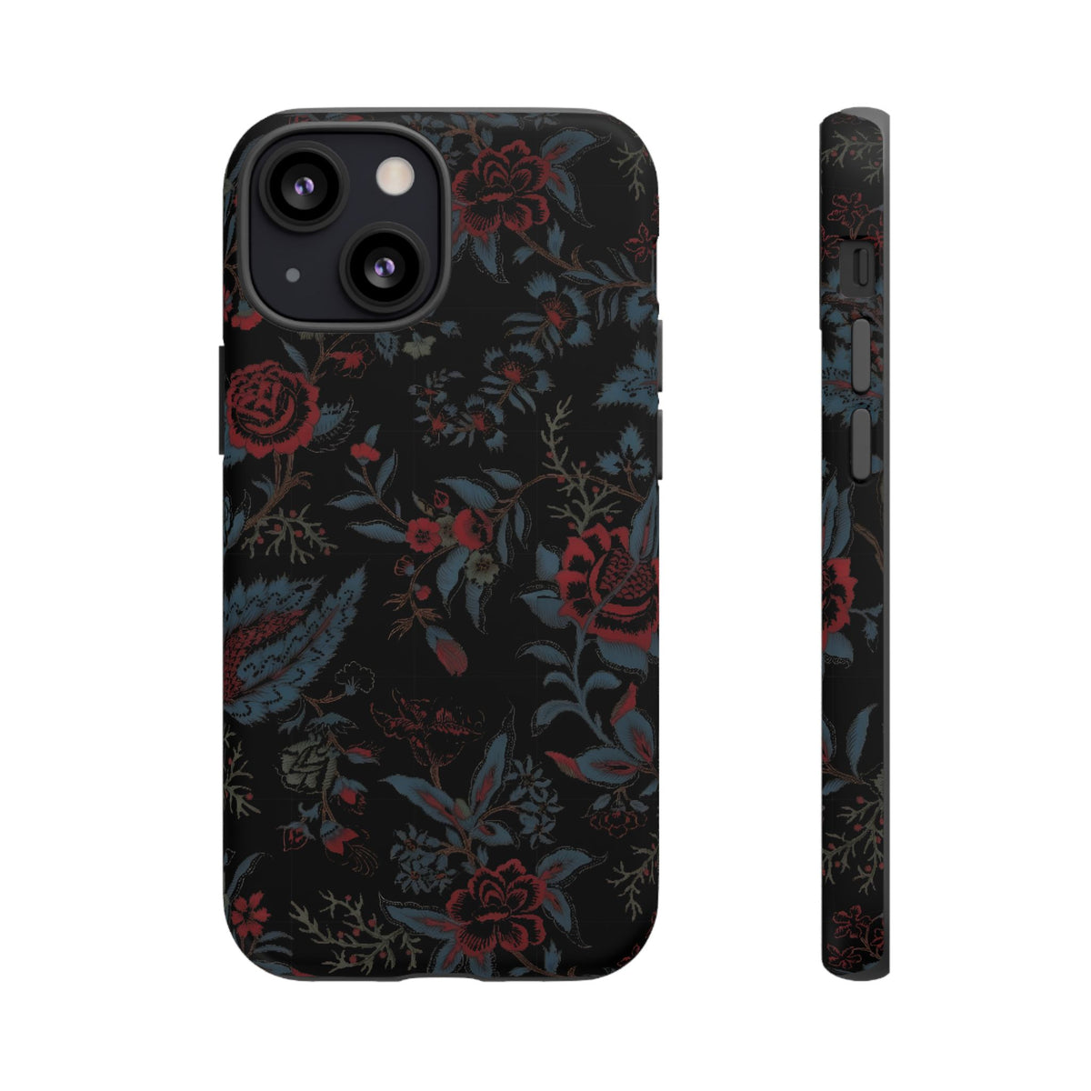 Floral Noir Tough Phone Case — Dark Rose Protective Cover
