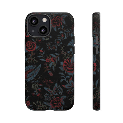 Floral Noir Tough Phone Case — Dark Rose Protective Cover