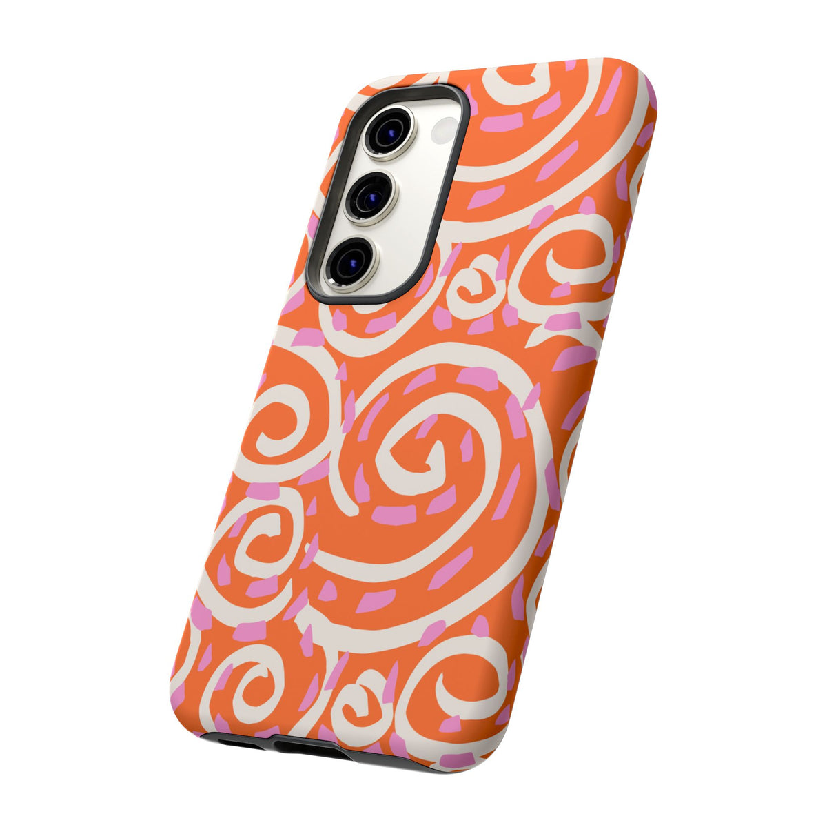 Spiral Swirl Tough Phone Case – Bright Orange & Pink Abstract Protection