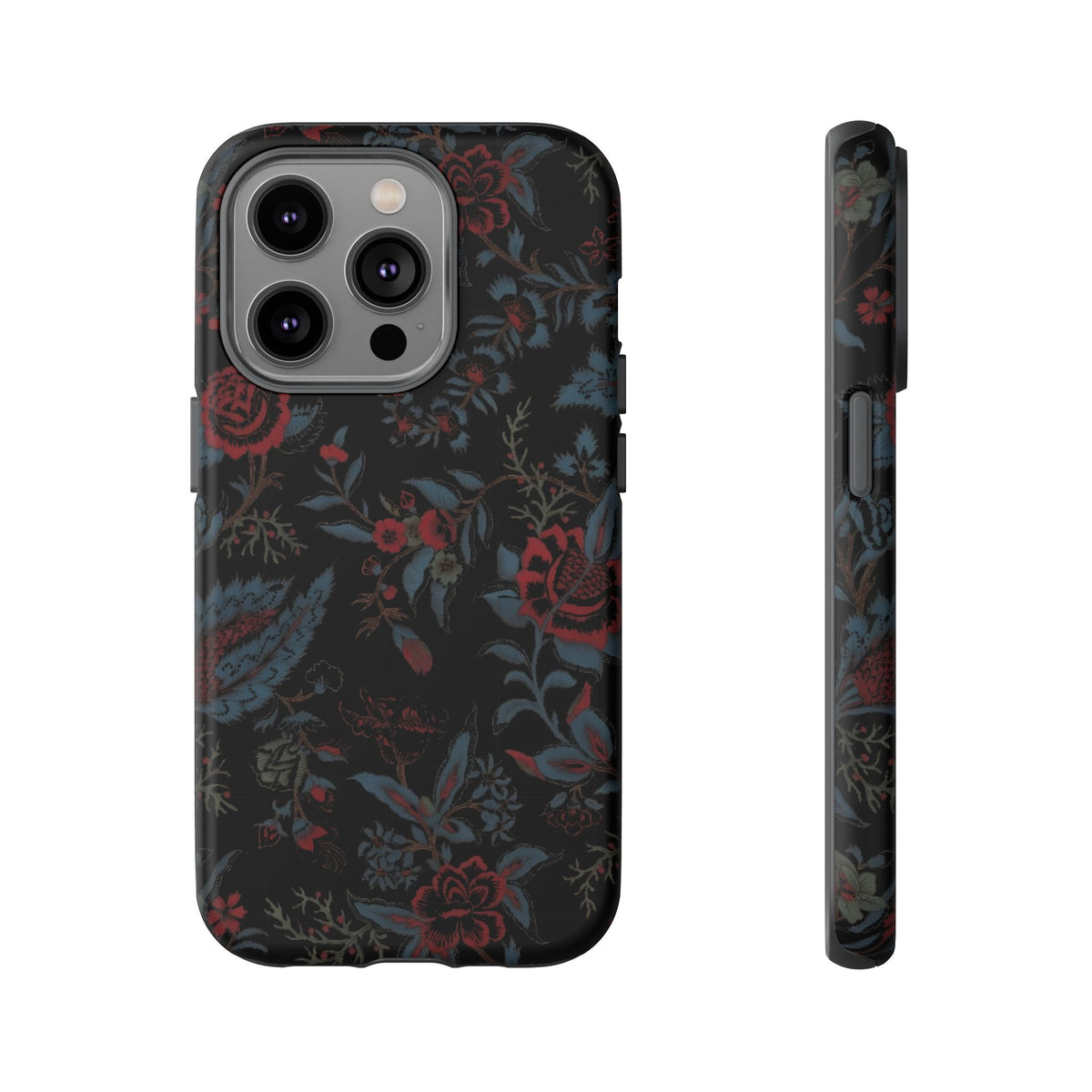 Floral Noir Tough Phone Case — Dark Rose Protective Cover