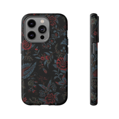 Floral Noir Tough Phone Case — Dark Rose Protective Cover