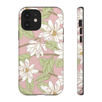 Floral Magnolia Tough Phone Case — Pink Botanical Protective Case