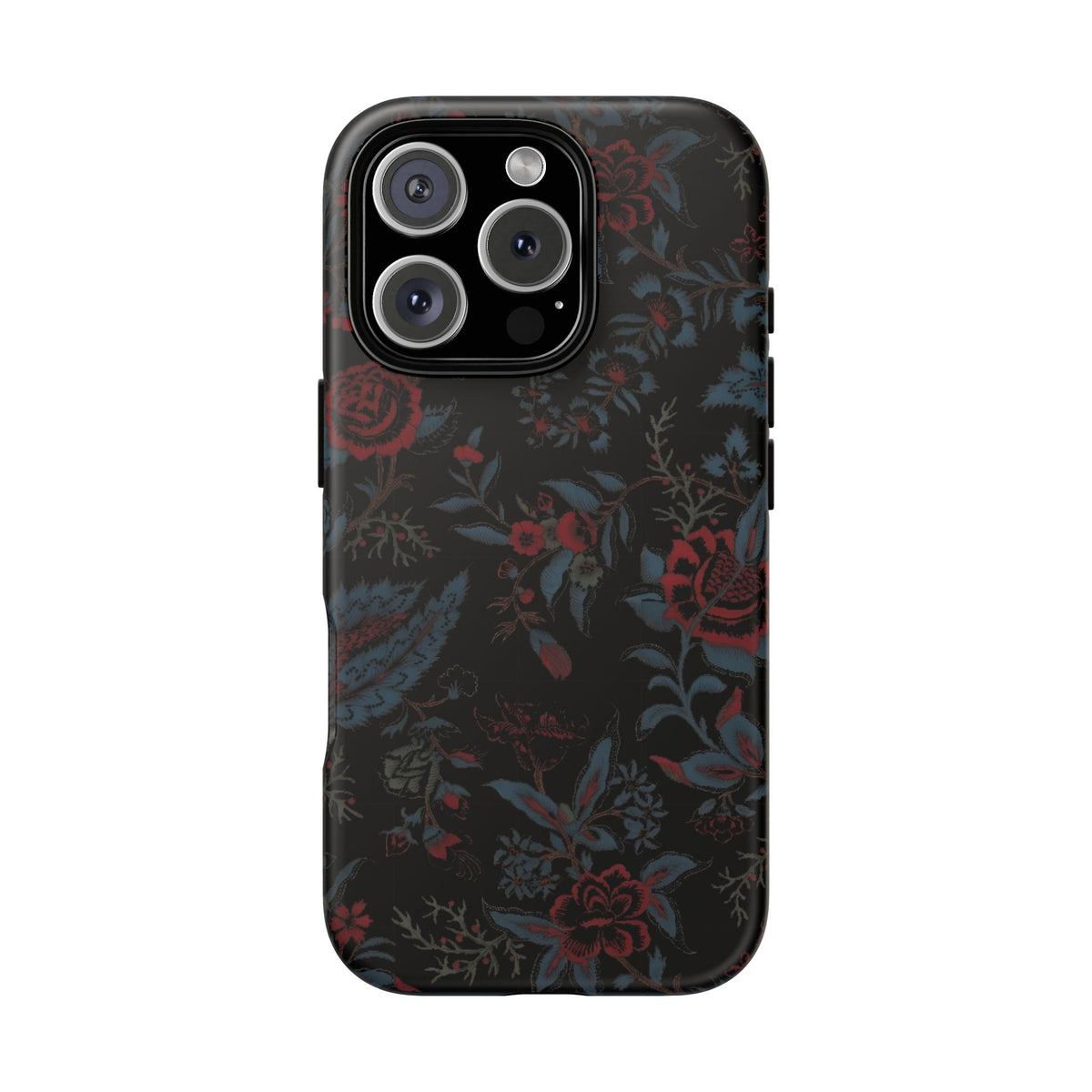 Floral Noir Tough Phone Case — Dark Rose Protective Cover