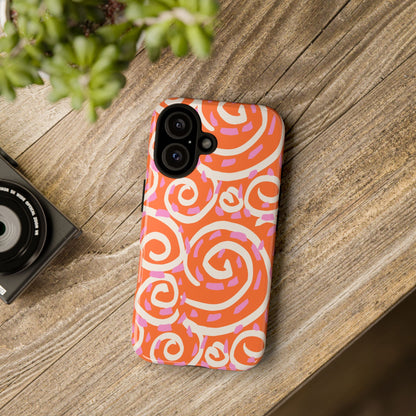 Spiral Swirl Tough Phone Case – Bright Orange & Pink Abstract Protection