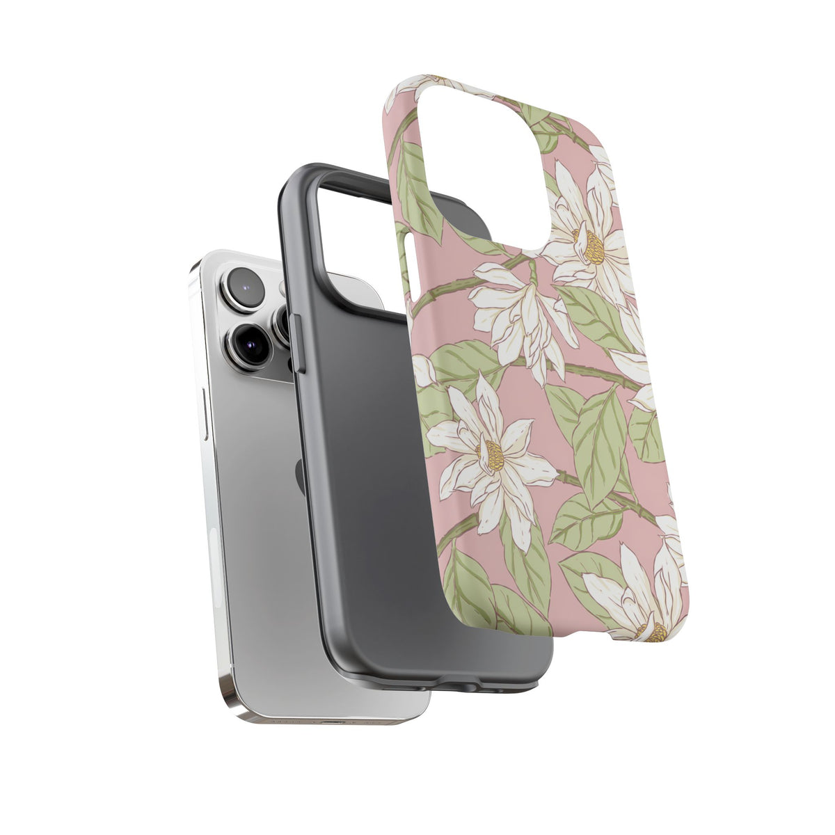 Floral Magnolia Tough Phone Case — Pink Botanical Protective Case