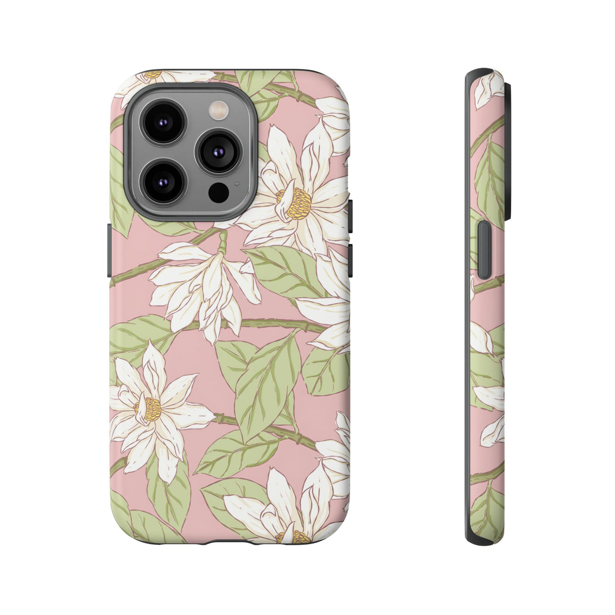 Floral Magnolia Tough Phone Case — Pink Botanical Protective Case