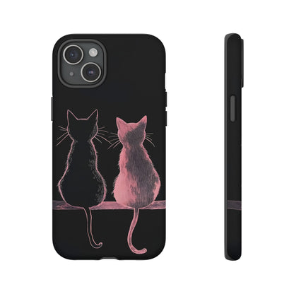 Cute Pink Cats Tough Phone Case – Protective iPhone Cover with Kittens Silhouette