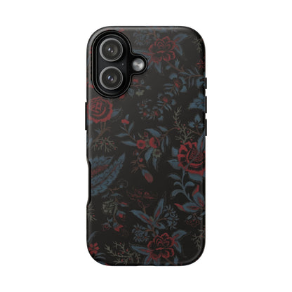 Floral Noir Tough Phone Case — Dark Rose Protective Cover