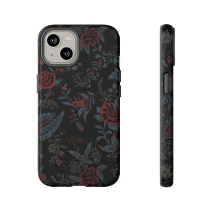 Floral Noir Tough Phone Case — Dark Rose Protective Cover