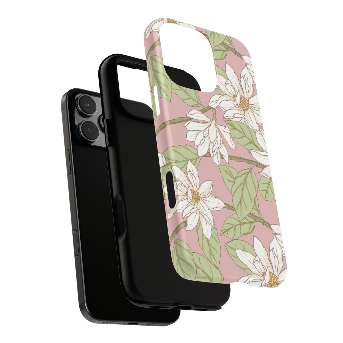 Floral Magnolia Tough Phone Case — Pink Botanical Protective Case