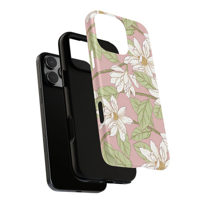 Floral Magnolia Tough Phone Case — Pink Botanical Protective Case