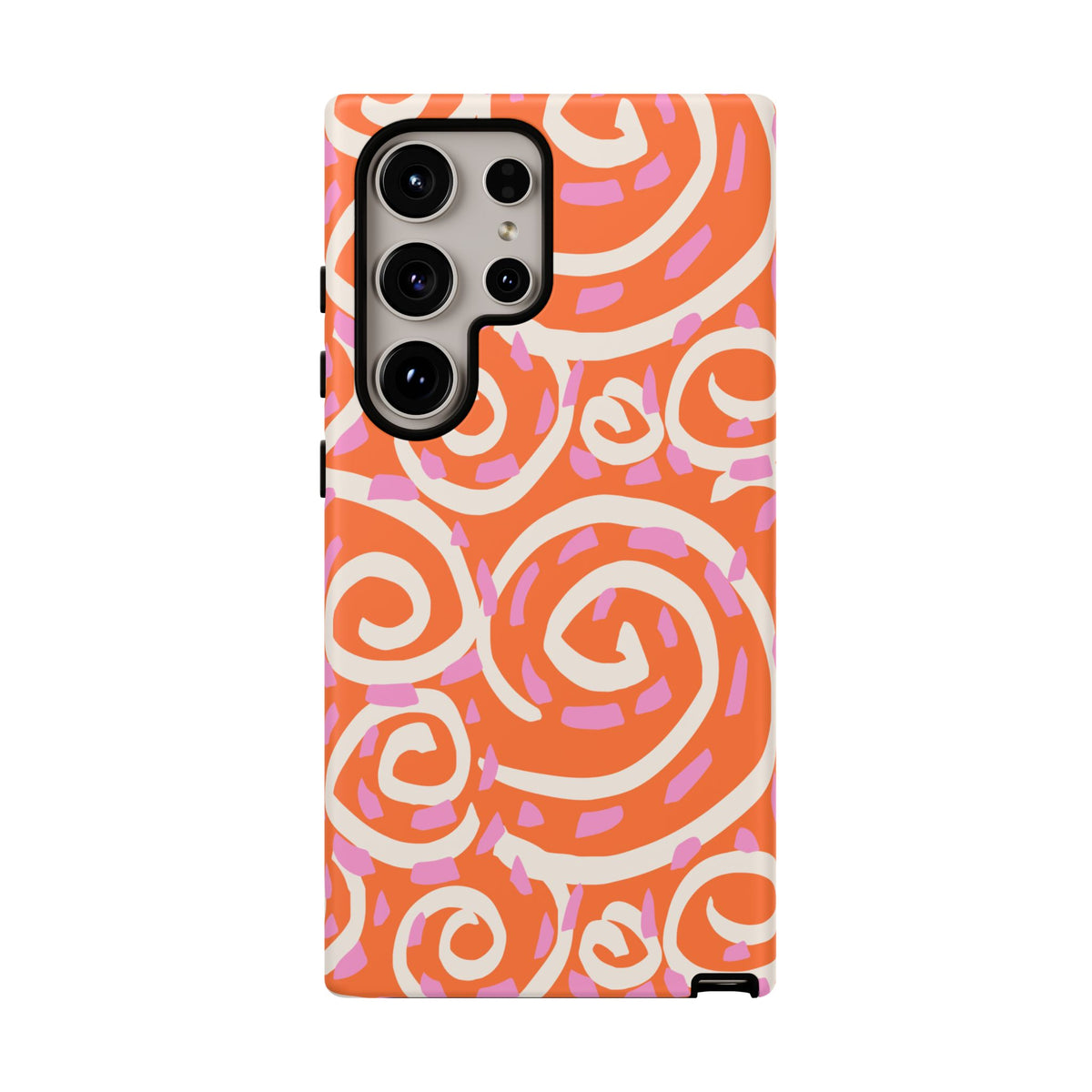 Spiral Swirl Tough Phone Case – Bright Orange & Pink Abstract Protection