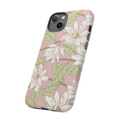 Floral Magnolia Tough Phone Case — Pink Botanical Protective Case