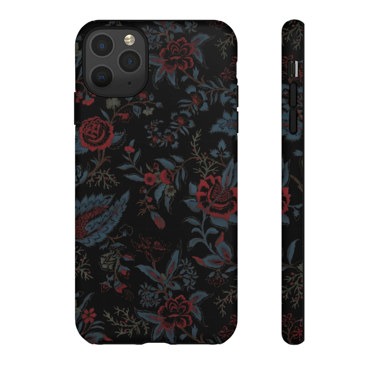 Floral Noir Tough Phone Case — Dark Rose Protective Cover