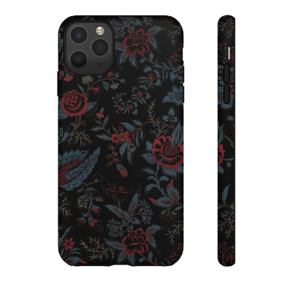 Floral Noir Tough Phone Case — Dark Rose Protective Cover