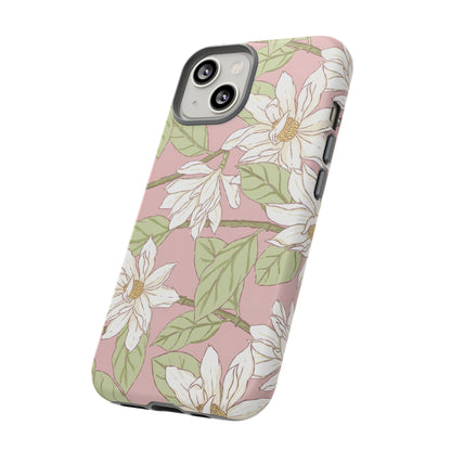 Floral Magnolia Tough Phone Case — Pink Botanical Protective Case