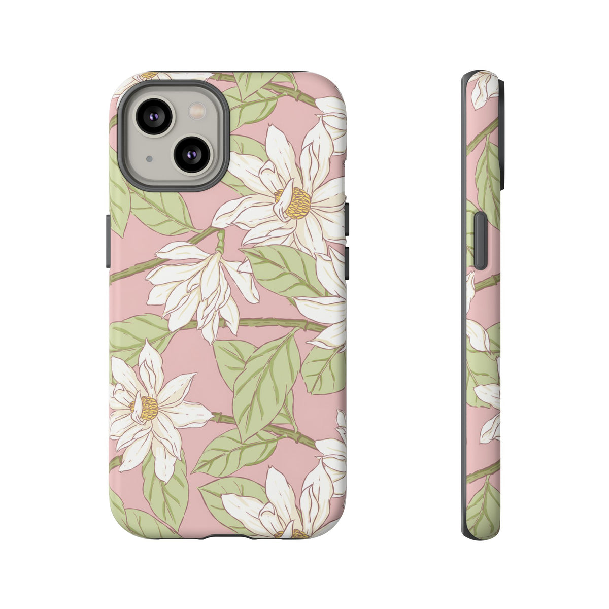 Floral Magnolia Tough Phone Case — Pink Botanical Protective Case