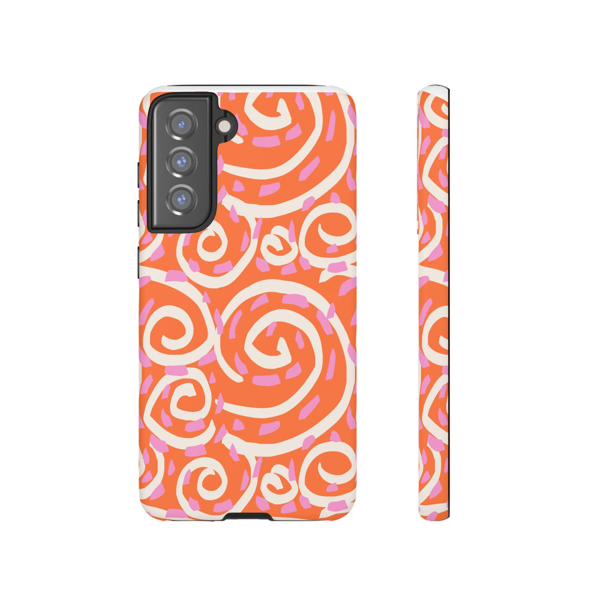 Spiral Swirl Tough Phone Case – Bright Orange & Pink Abstract Protection