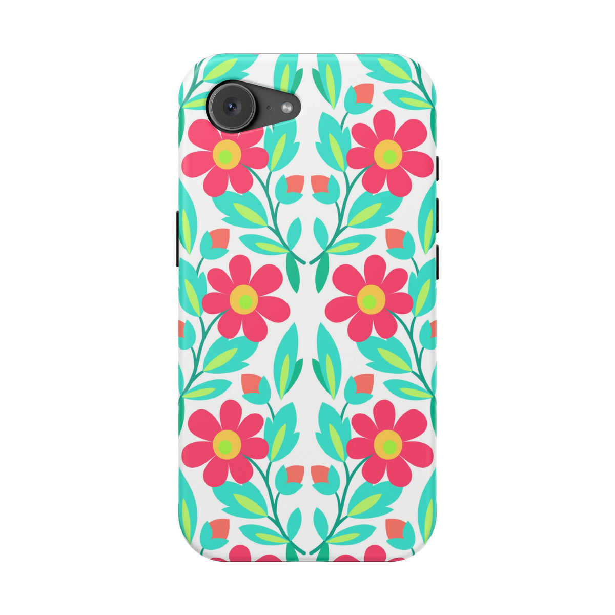 Floral Magnetic Impact-Resistant Phone Case — Pink & Teal Flower Pattern