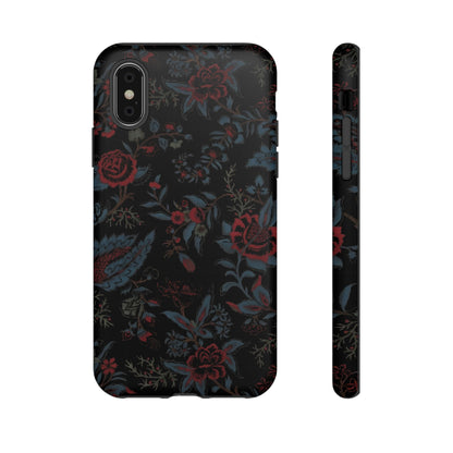 Floral Noir Tough Phone Case — Dark Rose Protective Cover