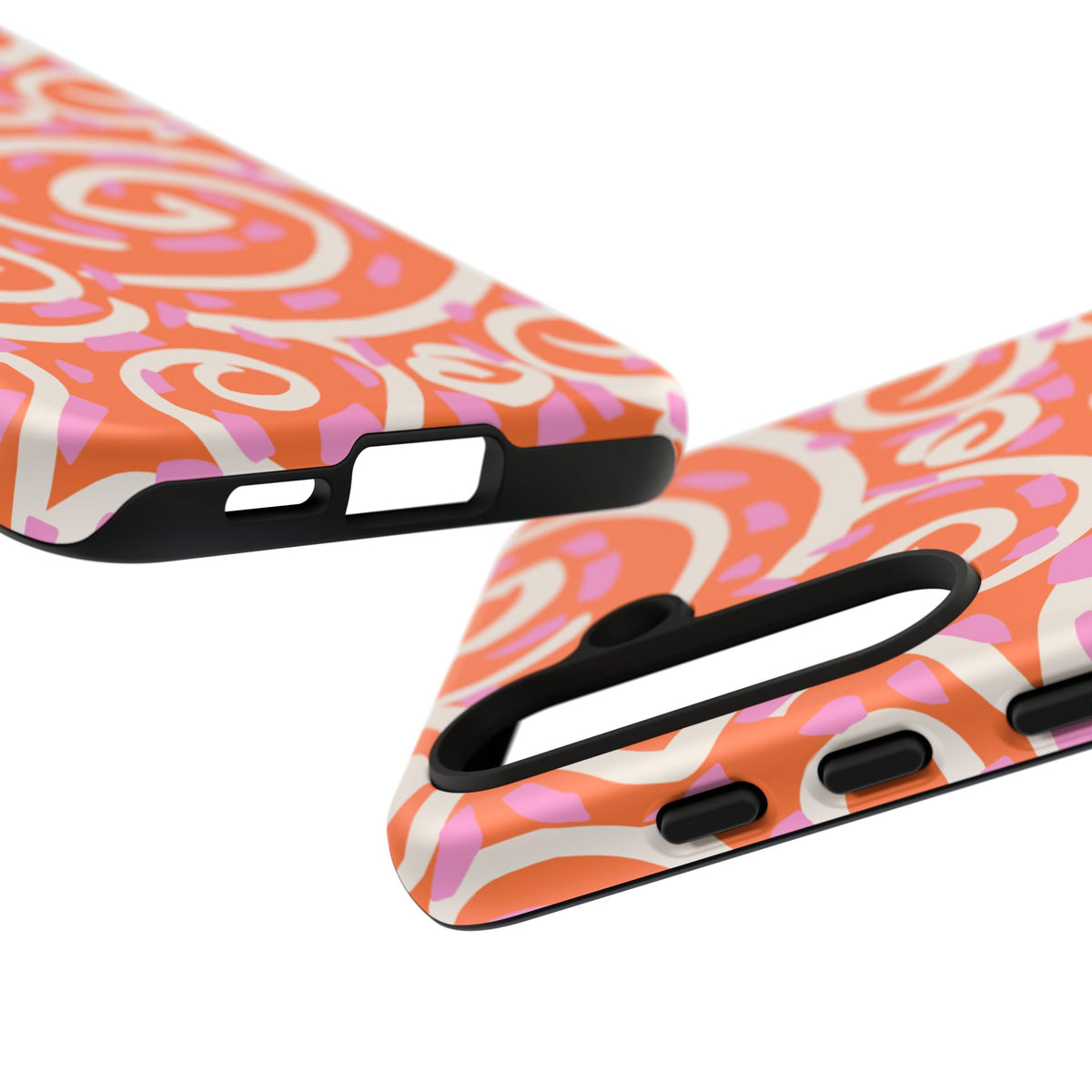 Spiral Swirl Tough Phone Case – Bright Orange & Pink Abstract Protection