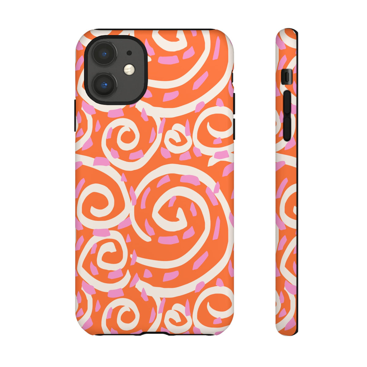 Spiral Swirl Tough Phone Case – Bright Orange & Pink Abstract Protection