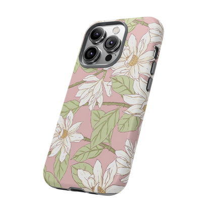 Floral Magnolia Tough Phone Case — Pink Botanical Protective Case