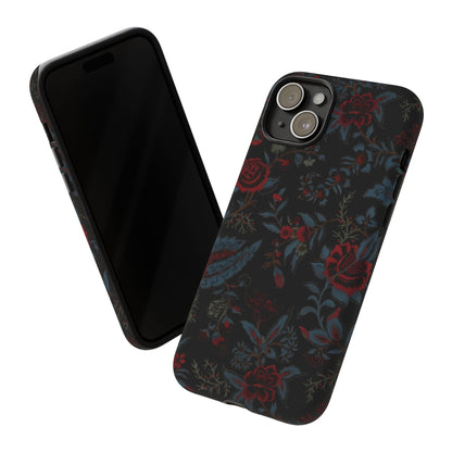 Floral Noir Tough Phone Case — Dark Rose Protective Cover