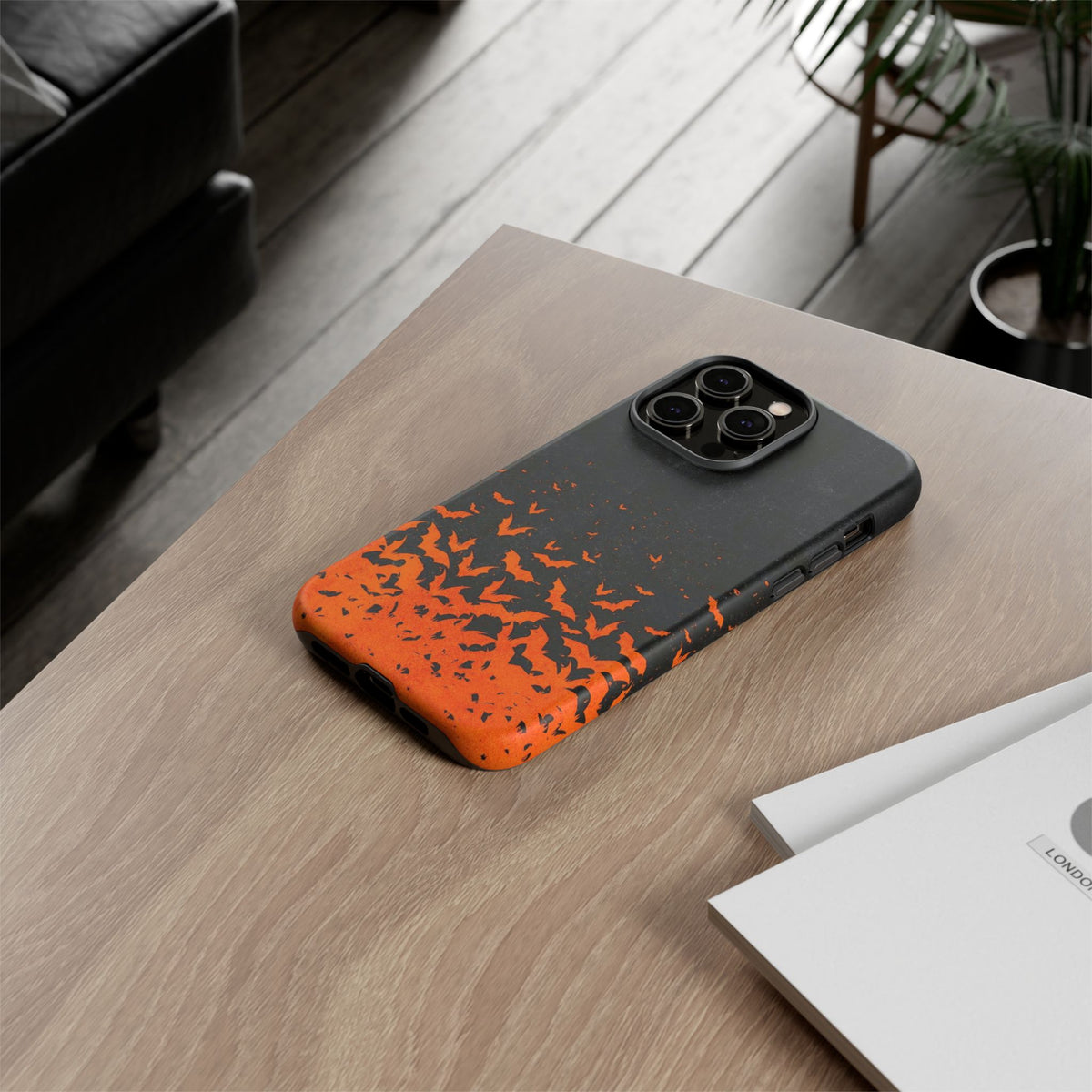Halloween Orange Bat Swarm Phone Case — Tough Protective iPhone Cover