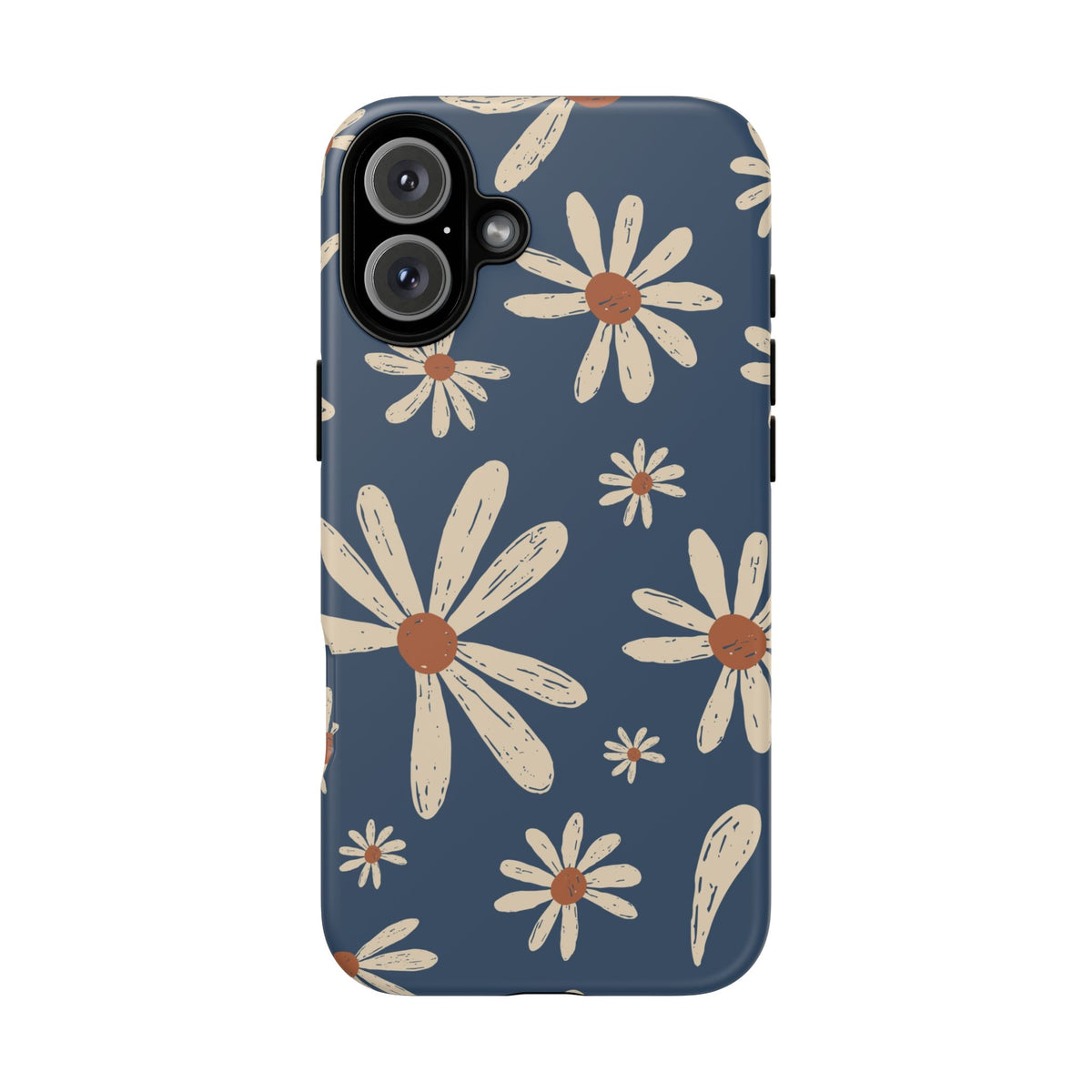 Daisy Pattern Tough Phone Case – Navy Floral Protective Cover