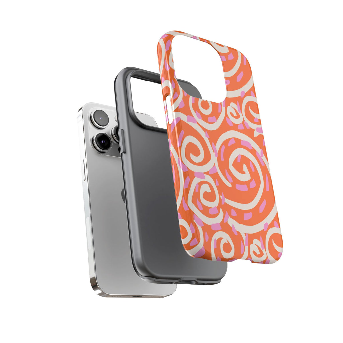Spiral Swirl Tough Phone Case – Bright Orange & Pink Abstract Protection