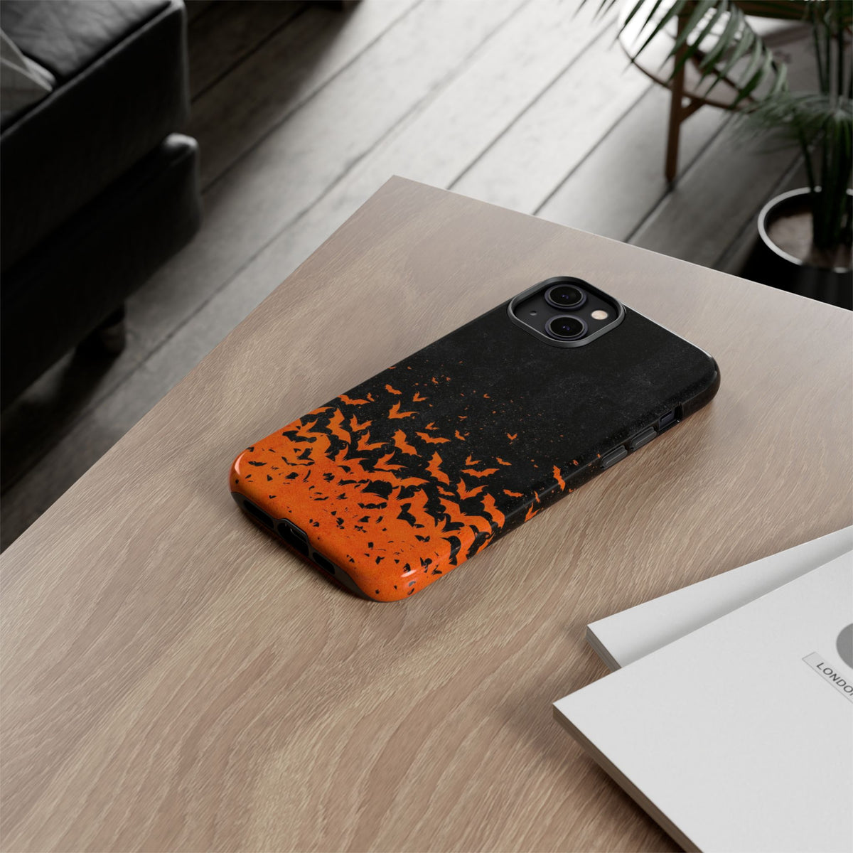Halloween Orange Bat Swarm Phone Case — Tough Protective iPhone Cover