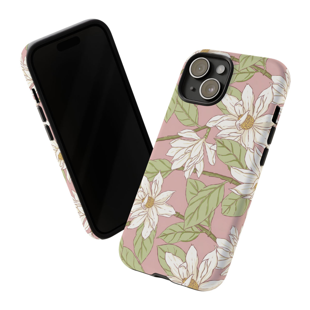 Floral Magnolia Tough Phone Case — Pink Botanical Protective Case