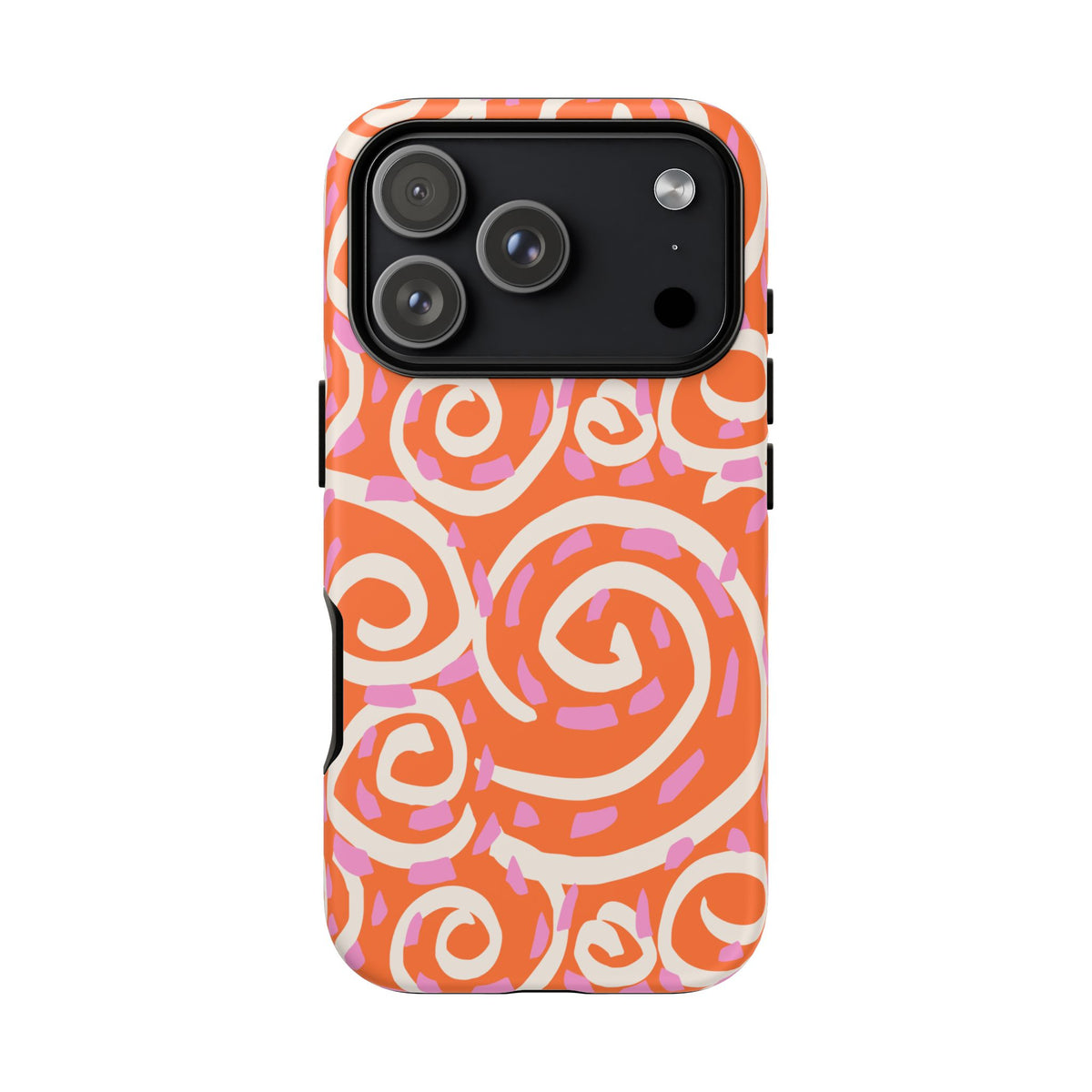 Spiral Swirl Tough Phone Case – Bright Orange & Pink Abstract Protection