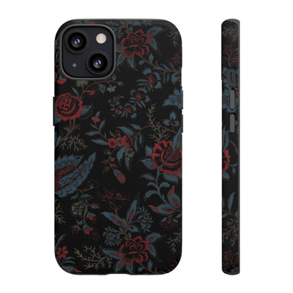 Floral Noir Tough Phone Case — Dark Rose Protective Cover