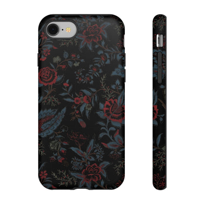 Floral Noir Tough Phone Case — Dark Rose Protective Cover