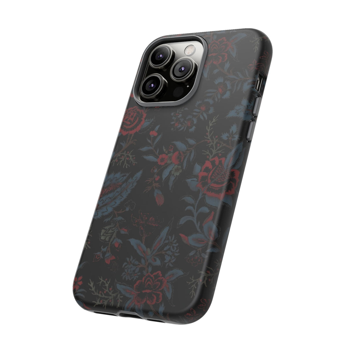 Floral Noir Tough Phone Case — Dark Rose Protective Cover