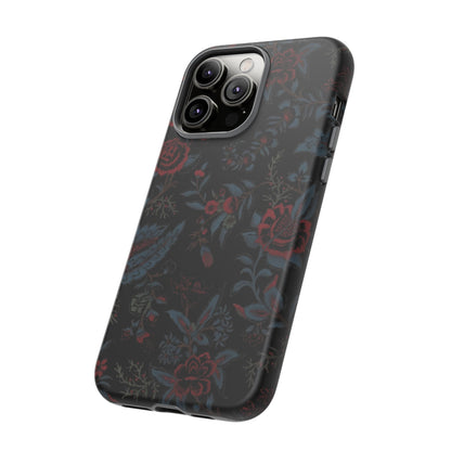 Floral Noir Tough Phone Case — Dark Rose Protective Cover