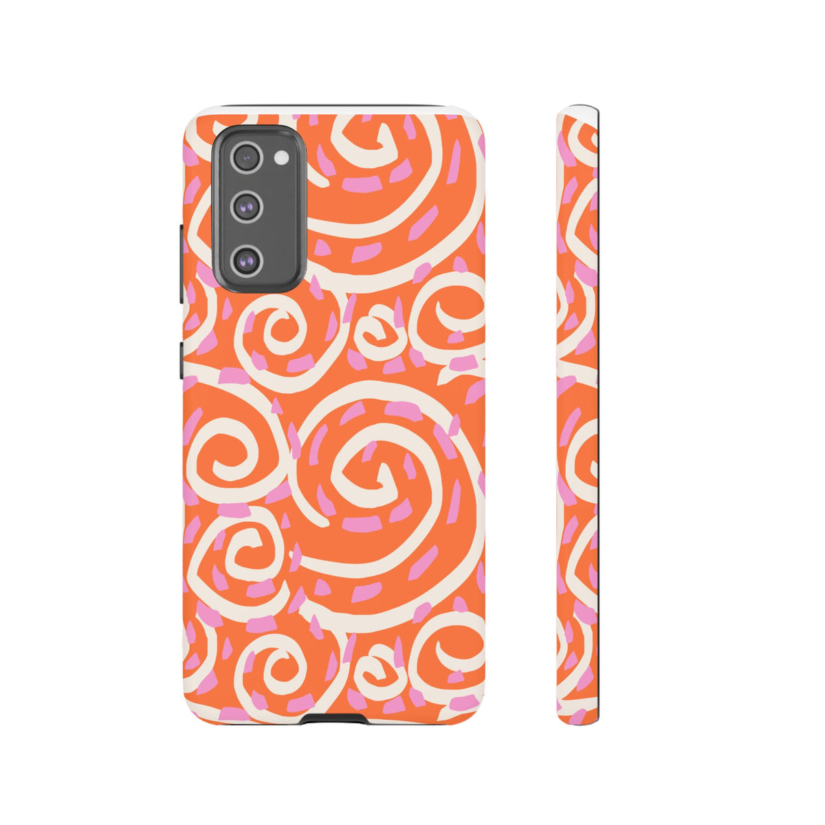 Spiral Swirl Tough Phone Case – Bright Orange & Pink Abstract Protection