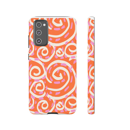 Spiral Swirl Tough Phone Case – Bright Orange & Pink Abstract Protection
