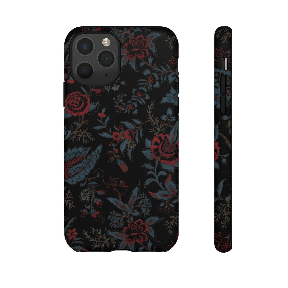 Floral Noir Tough Phone Case — Dark Rose Protective Cover