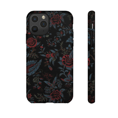 Floral Noir Tough Phone Case — Dark Rose Protective Cover