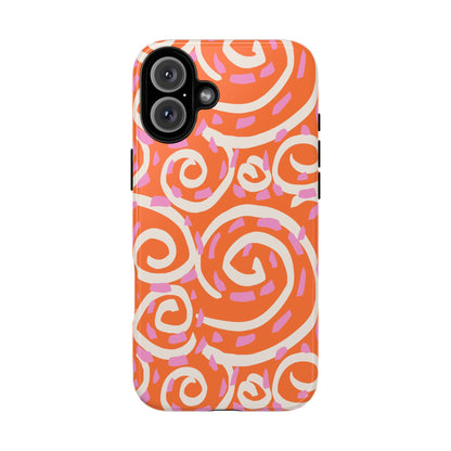 Spiral Swirl Tough Phone Case – Bright Orange & Pink Abstract Protection