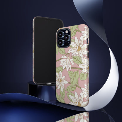 Floral Magnolia Tough Phone Case — Pink Botanical Protective Case