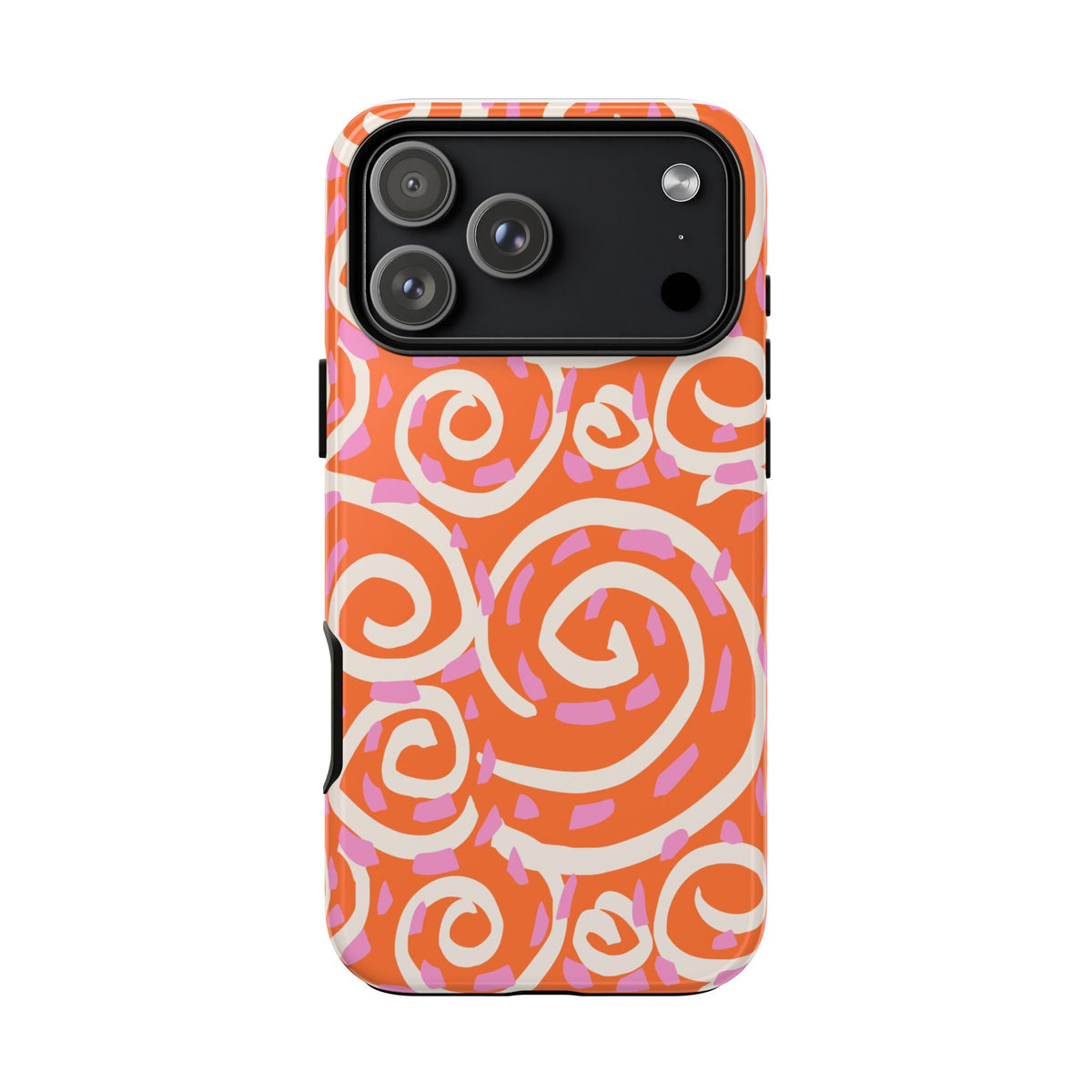 Spiral Swirl Tough Phone Case – Bright Orange & Pink Abstract Protection